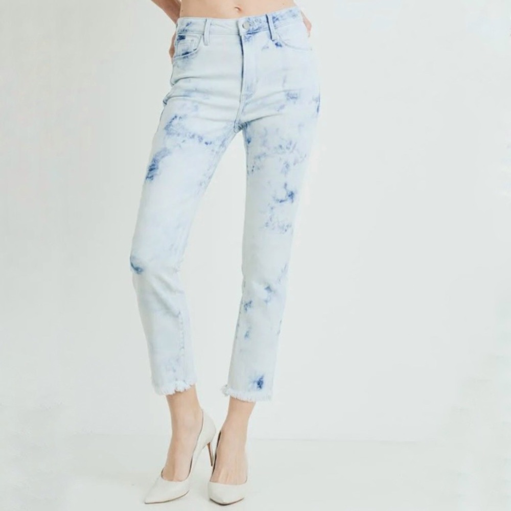 Just Black Denim Women’s Tie Dye High Waisted Slim Cropped Jeans